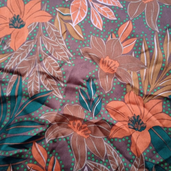 Oddy Curvy Floral HIgh Neck Knotted Collar Mini Dress Plus Size 1X Long Sleeves - Picture 5 of 16